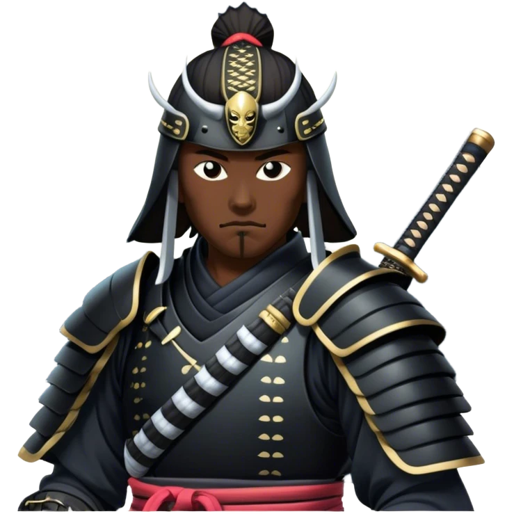 A dark samurai, black armor reflecting the moonlight, katana drawn emoji