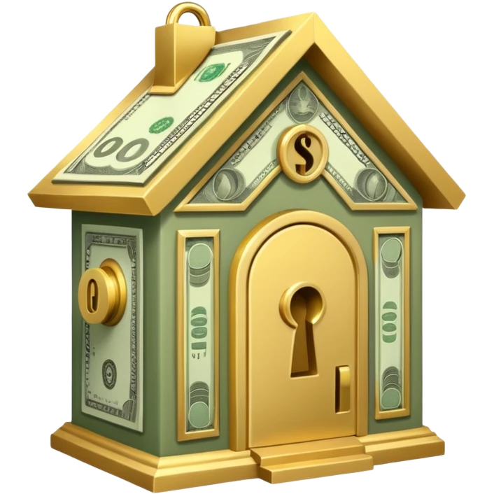 Unlocking a house made out of cash emoji