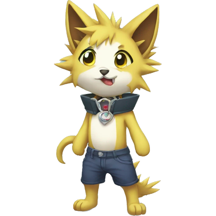 Anthro Sona Fakemon with a spiked collar Full Body emoji