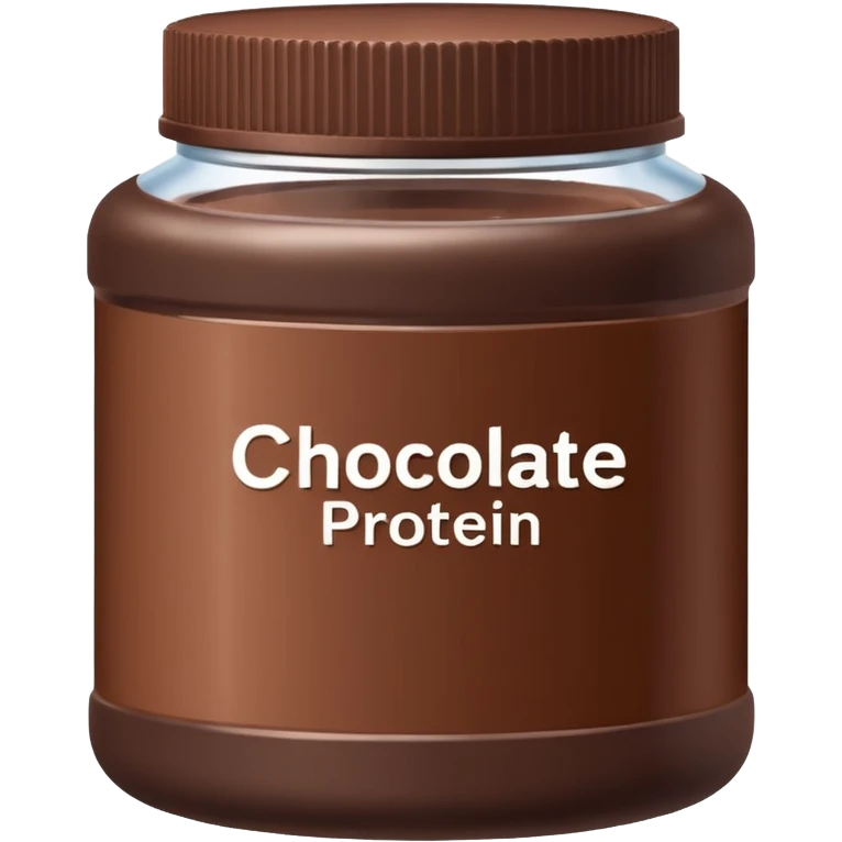 chocolate protein powder jar labeled chocolate icon emoji