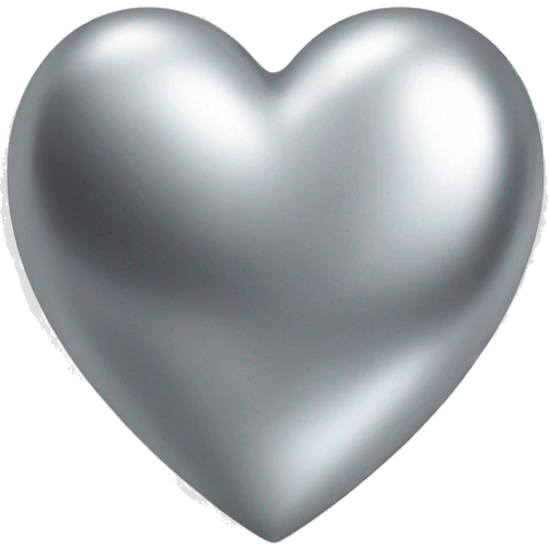 Polished silver heart emoji