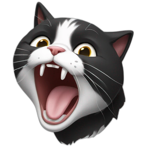 Black and white cat, yawning emoji