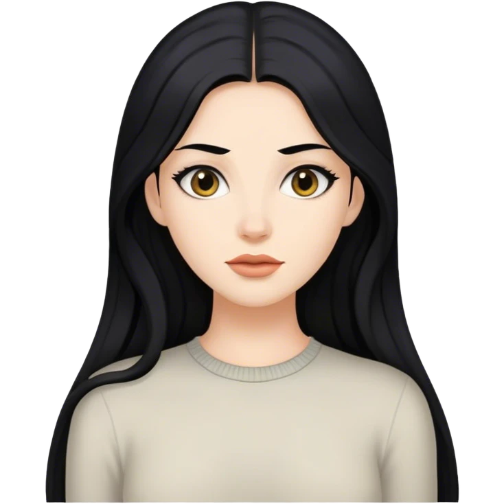 Mujer con el cabello largo y negro Blanca en goals emoji