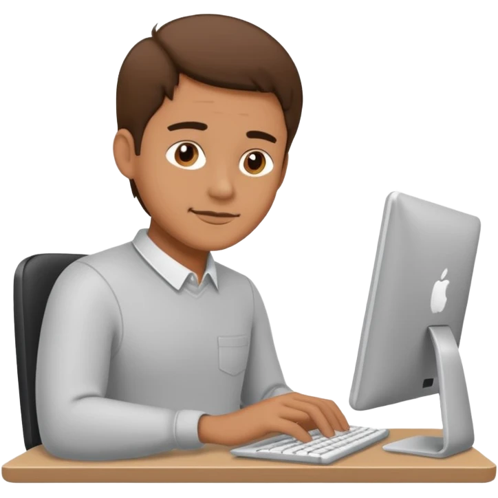 man working on computer, line art emoji