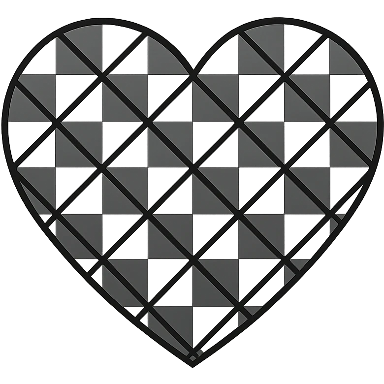 heart with a geometric diamond pattern, clean digital illustration emoji