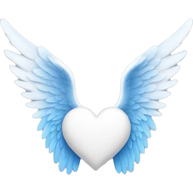 Angel wings with blue and white heart emoji