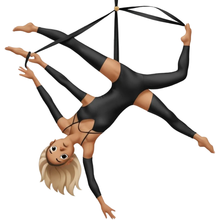 Acrobacias aéreas en tela mujer blanca con negro  emoji