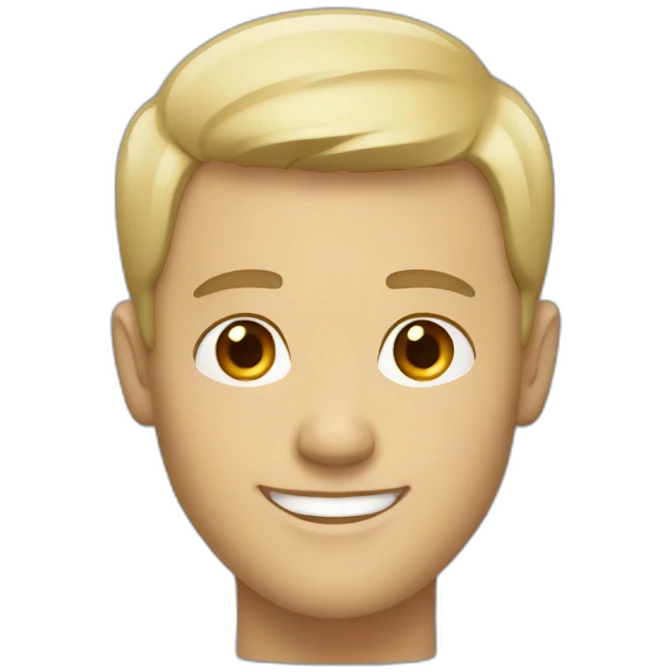 White man with short hair and smile emoji