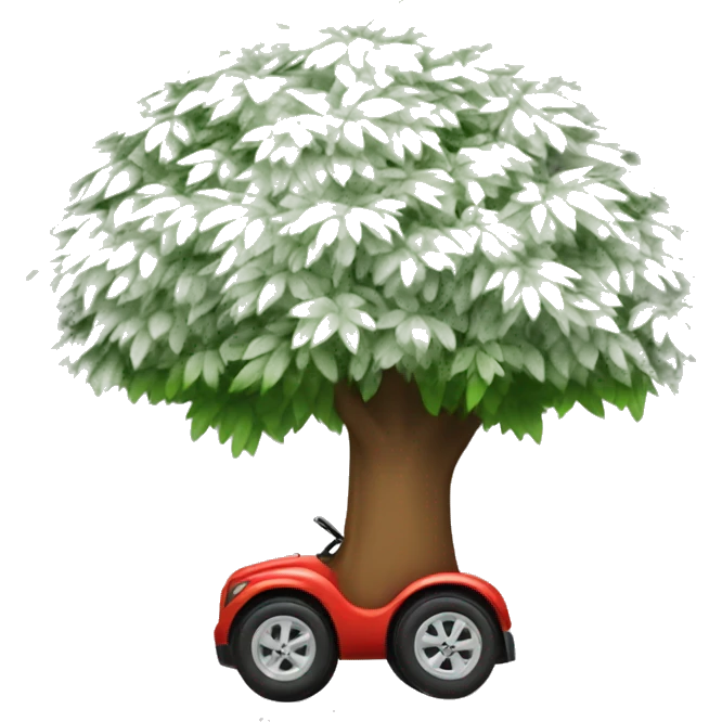 tree going fast with wheels as hind emoji