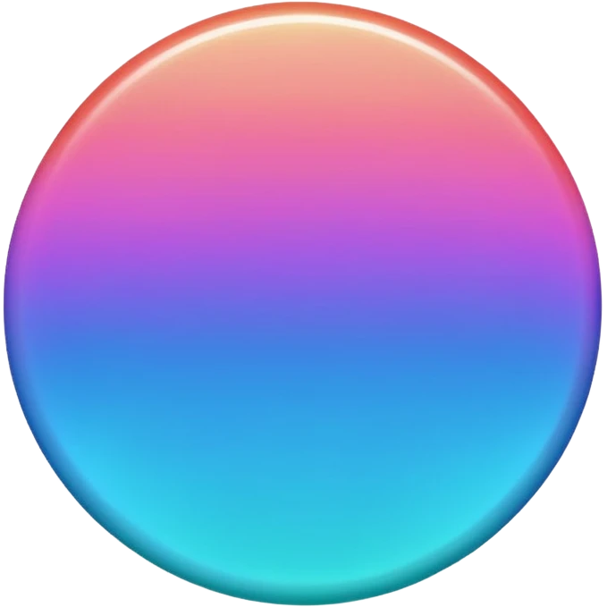Credit coin in gradient of turquoise, blue, pink, purple, and coral as the main surface emoji