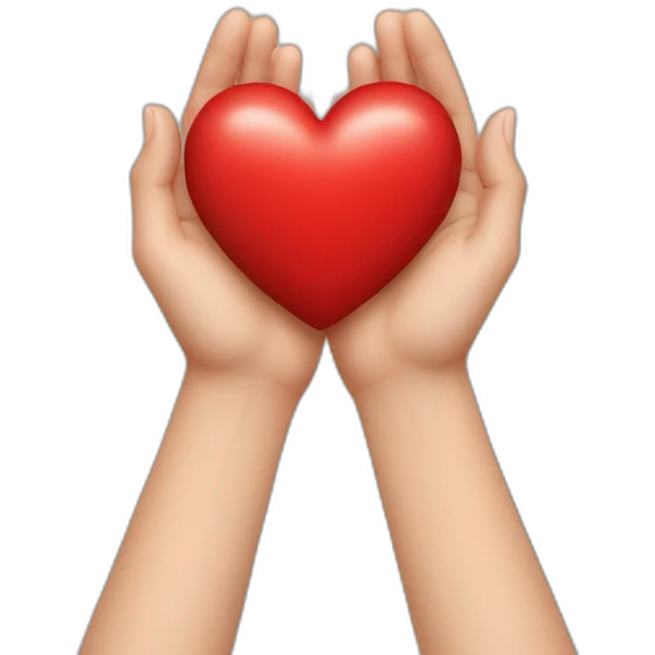 Red Heart between hands emoji