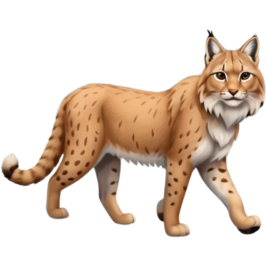 Eurasian Lynx walking in the snow beautiful aesthetic, snowy ground, snow falling around, wooden pine trees in the background, full aesthetic scenic image scenery emoji