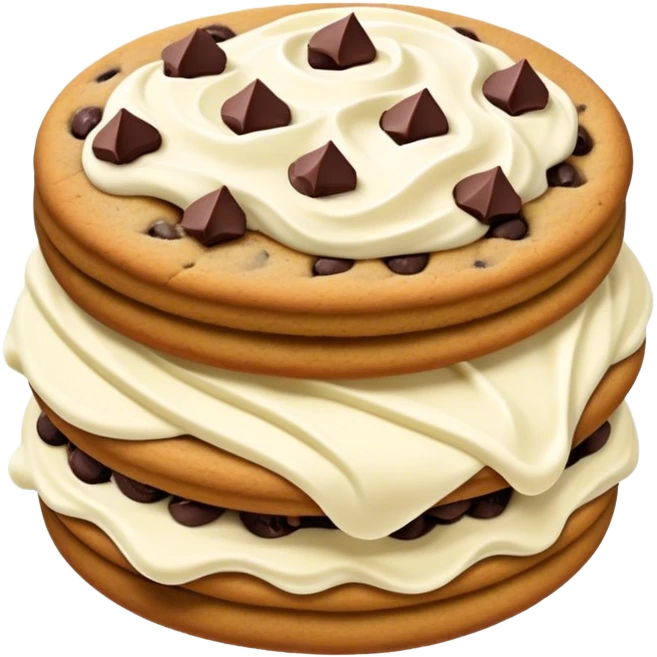 chocolate chip cookie sandwich with buttercream frosting emoji