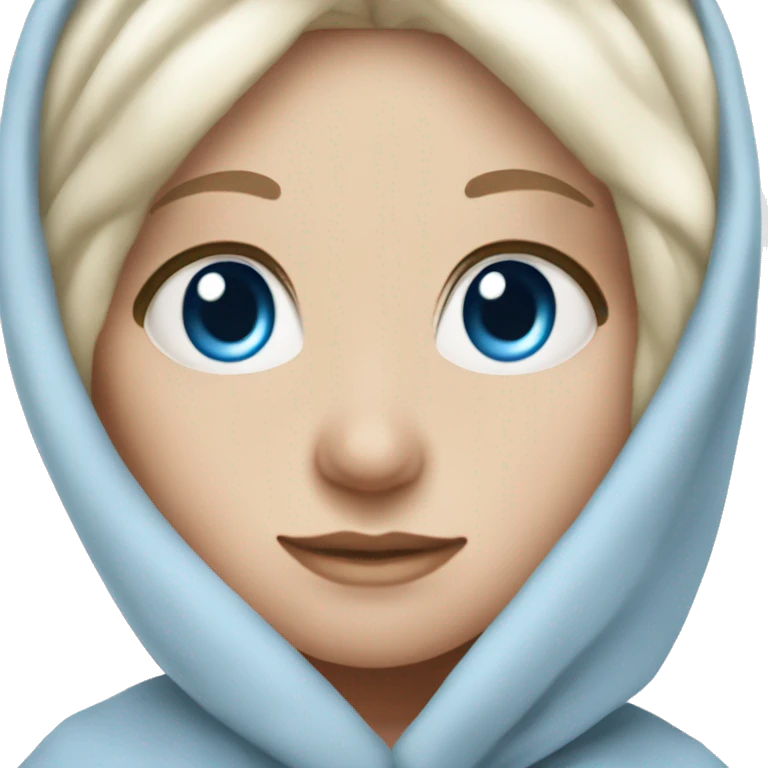 White girl blonde white hair and blue eyes under a blanket emoji