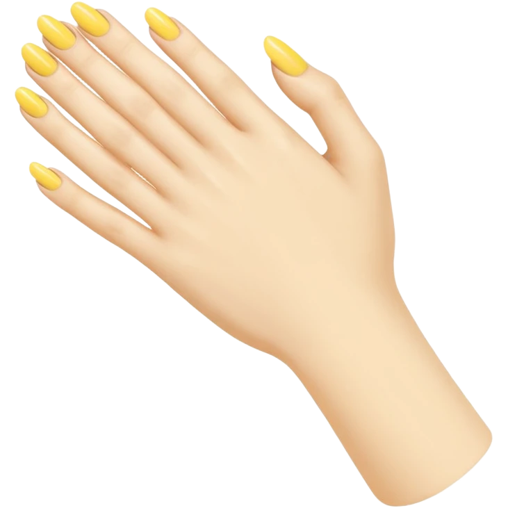 Generate a high-quality illustration of a generic hand with yellow nail polish being applied, flat vector or simple cartoon style, no recognizable person, no facial features, no brand markings, simple white background, high-resolution.
 emoji