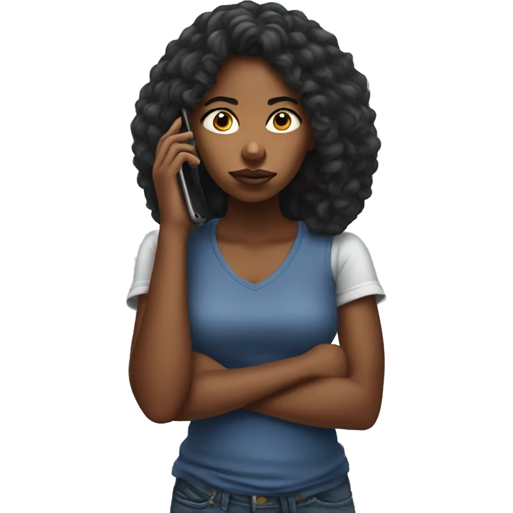 Bored black girl on her phone emoji