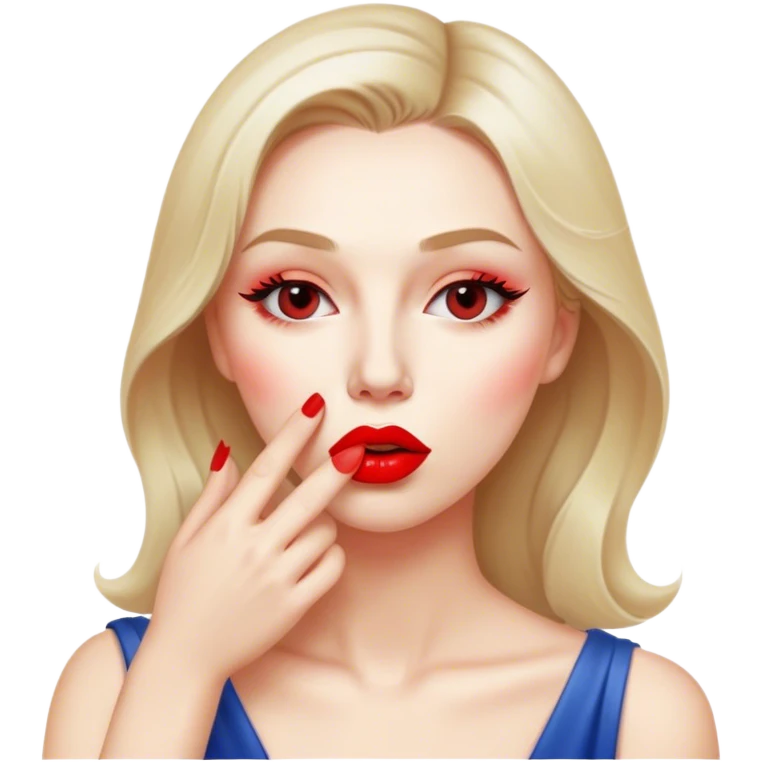 Lady wiping her kiss emoji
