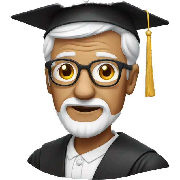 old professor with graduation cap emoji