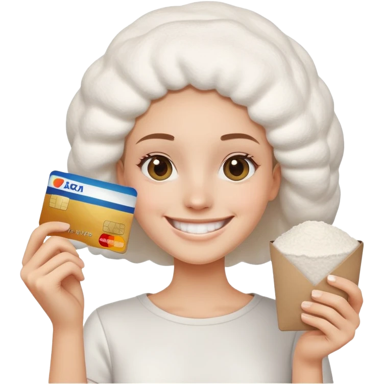 happy face with credit card and pile of flour emoji
