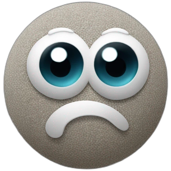 3d sphere with a cartoon gravel texture with big calm eyes emoji