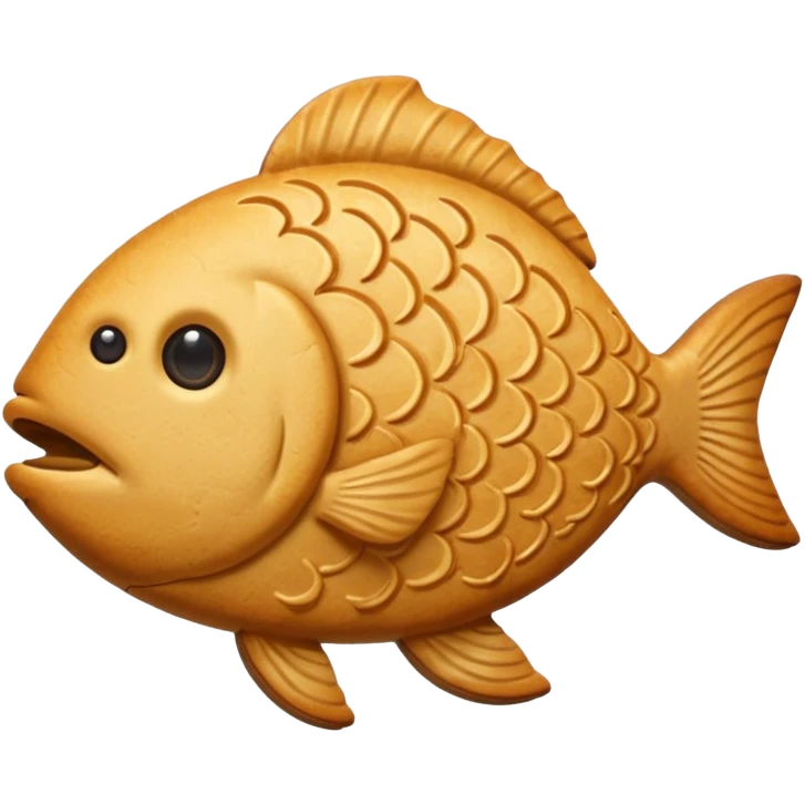 fish-shaped cookie, golden brown baked texture, no eyes, shape like a toy emoji