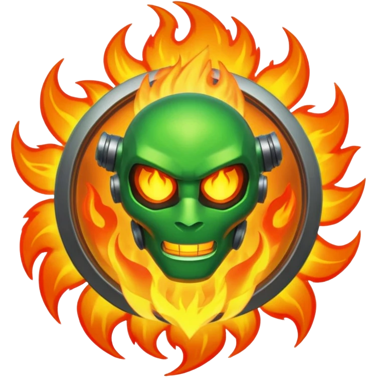 The Omnitrix from Ben 10 with a fiery guy in the middle emoji