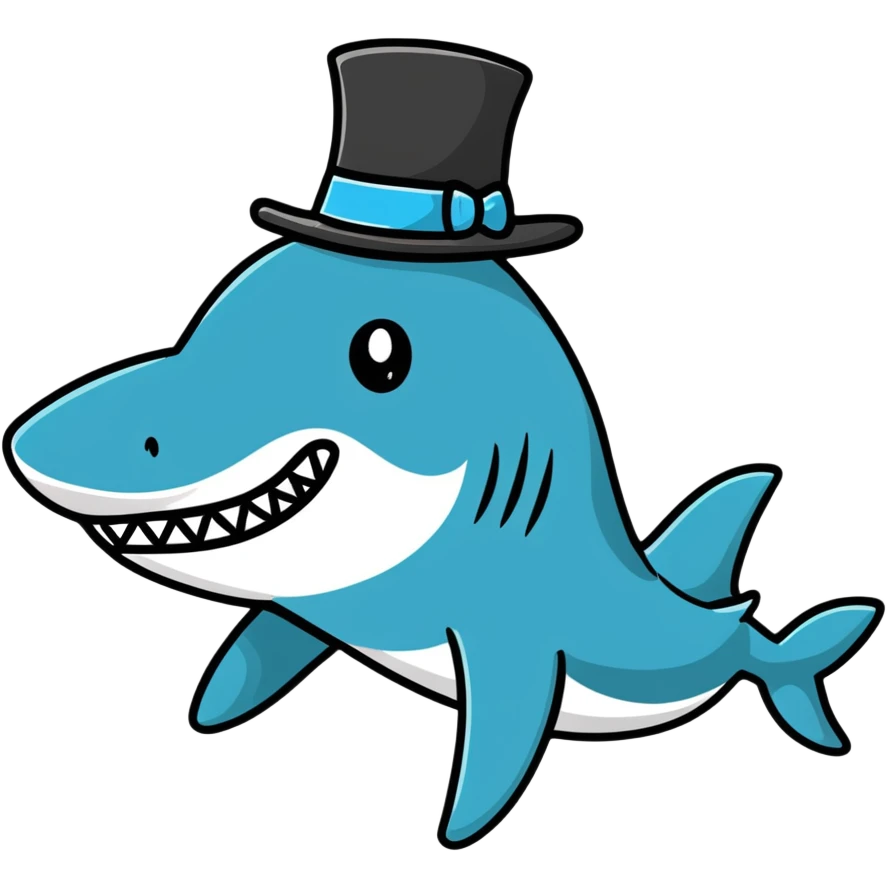 Shark with a top hat emoji