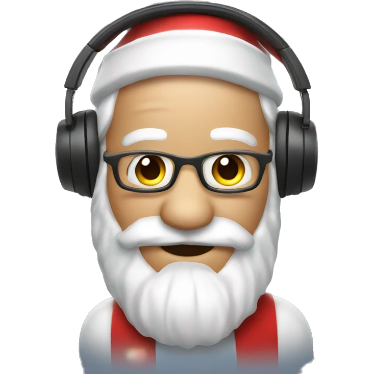 Santa clause with headphones and fairy lights emoji