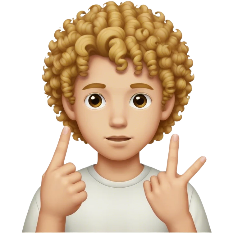Teenage boy with curly hair sticking up the middle finger emoji