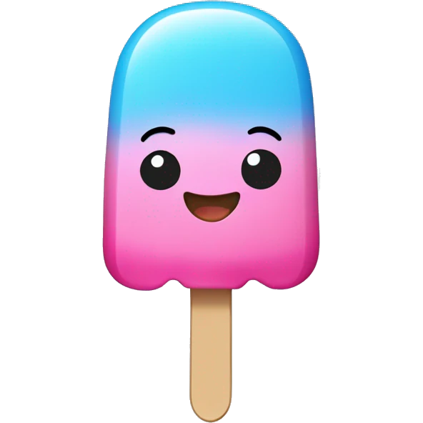 Happy cartoon cute popsicle pink blue emoji