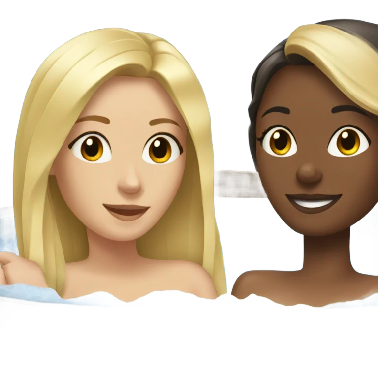 Blonde and brunette in hot tub emoji