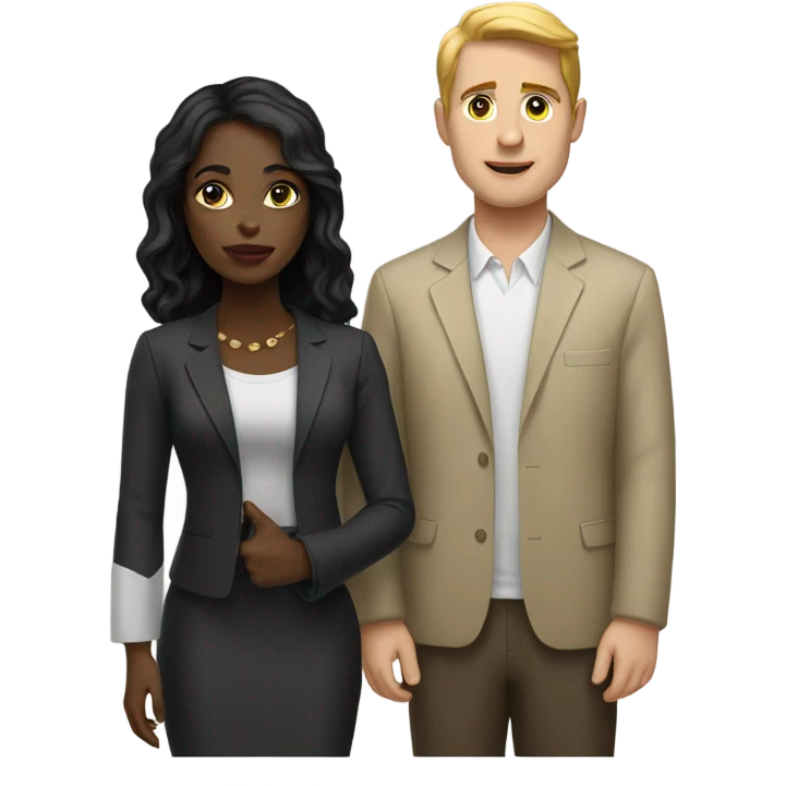 Black woman and white man emoji