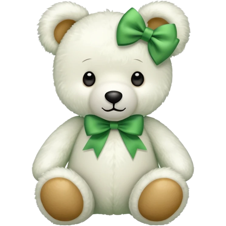 White teddy bear with green bow emoji