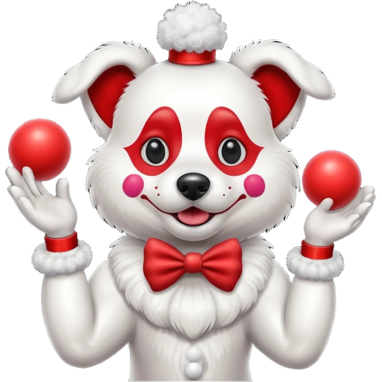 a Circus clown cute dog juggling two metal ball emoji