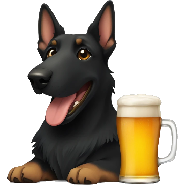 black german shepherd and dachshund with beer emoji