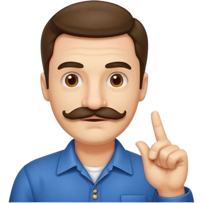 un uomo baffuto spocchioso con il dito alzato e con sguardo compiaciuto da chi la sa lunga emoji