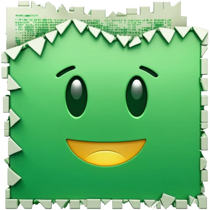 3D render of Corrupted File, digital glitch art aesthetic, data corruption visual, white paper icon torn with green digital artifacts, pixelated distortion, emoji style, isolated on white background --v 6.0. emoji