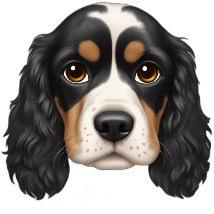 Cocker Spaniel and black hair boy emoji
