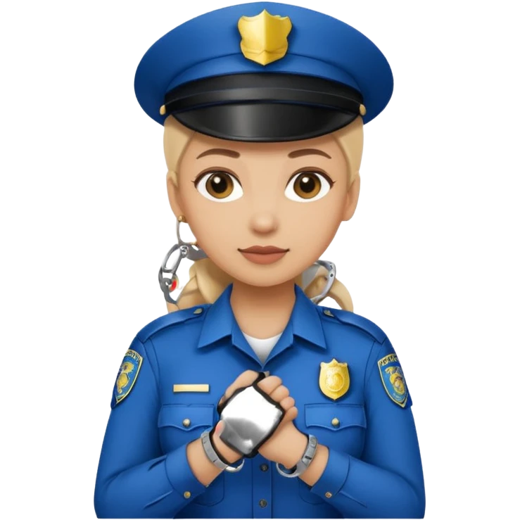 police woman hand cuffs one hand emoji