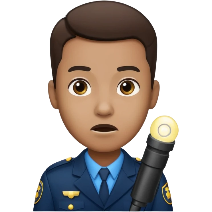 Movie theatre usher with flashlight looking scared emoji