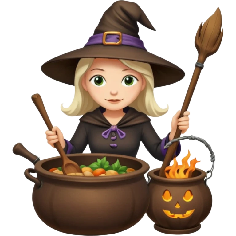 Cadı kazanında yemek yapan bir cadı emoji