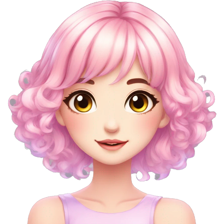 Gorgeous Beautiful Blushing Petite Colorful-Shiny-Pastel-Fairy-Anime-Girl with beautiful gradient pastel hair aesthetic emoji