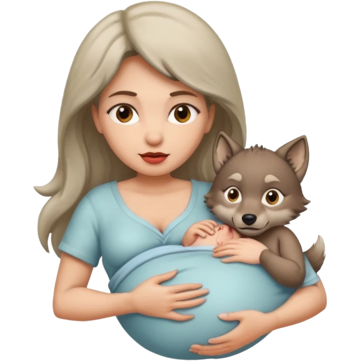 a human wolf giving birth emoji