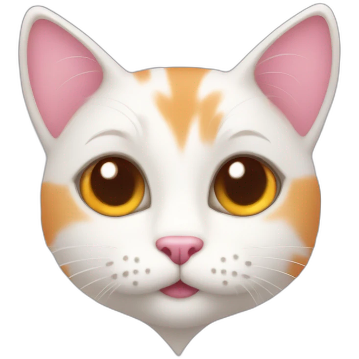 white orange cat cute with a small brown eyes and pink heart necklace emoji