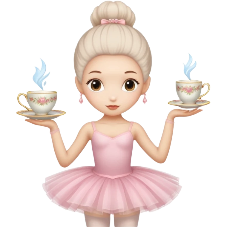 Ballerina con cabeza de taza emoji