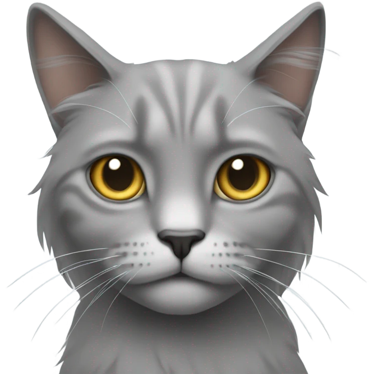 cat without an eye grey long hair emoji