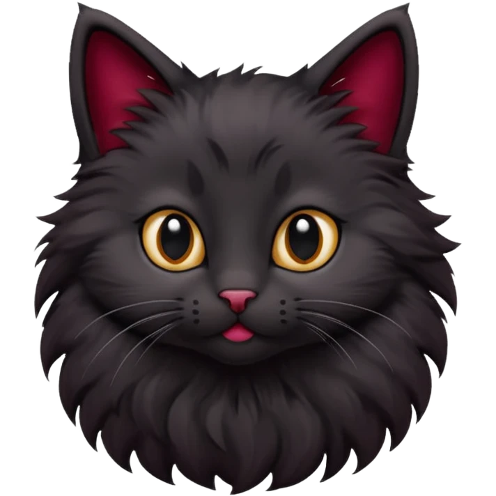 black kitten with a burgundy knot emoji