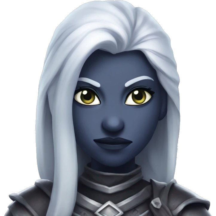 Female drow paladin smirking angry emoji