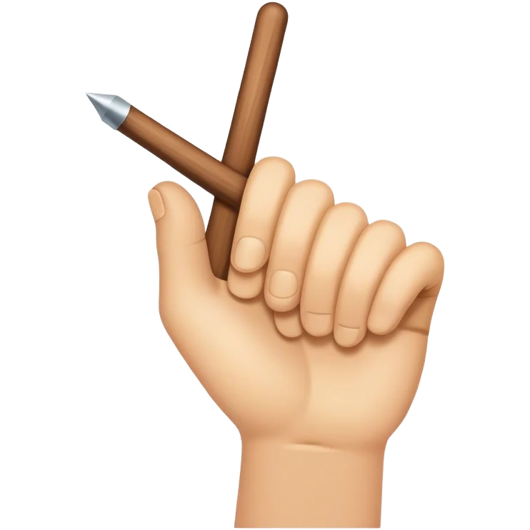 Hand holding Woodstick pointing emoji