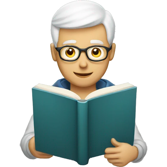 white-short-hair-man-reading-a-book emoji